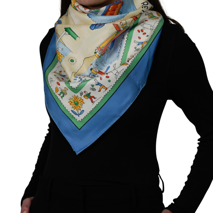 HERMES BLUE SILK SCARF MM