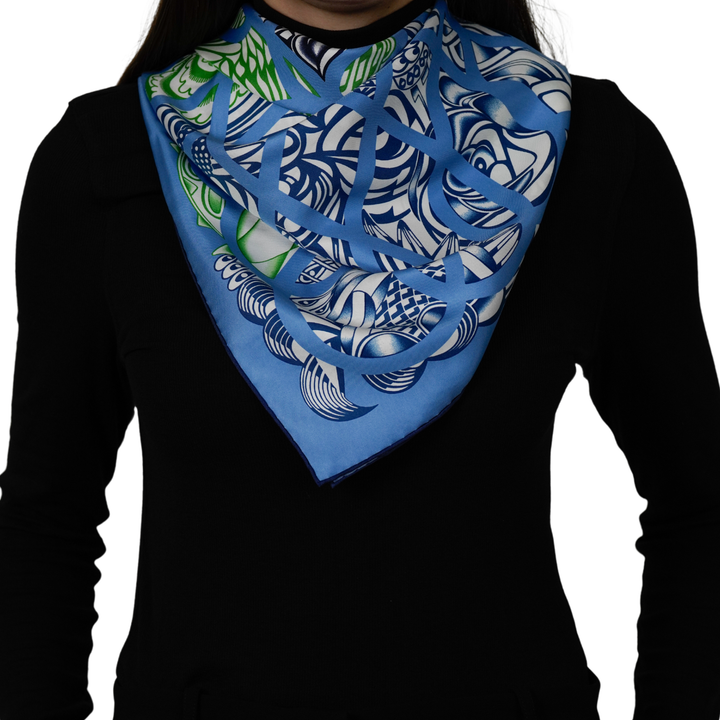 HERMES BLUE SILK SCARF MM