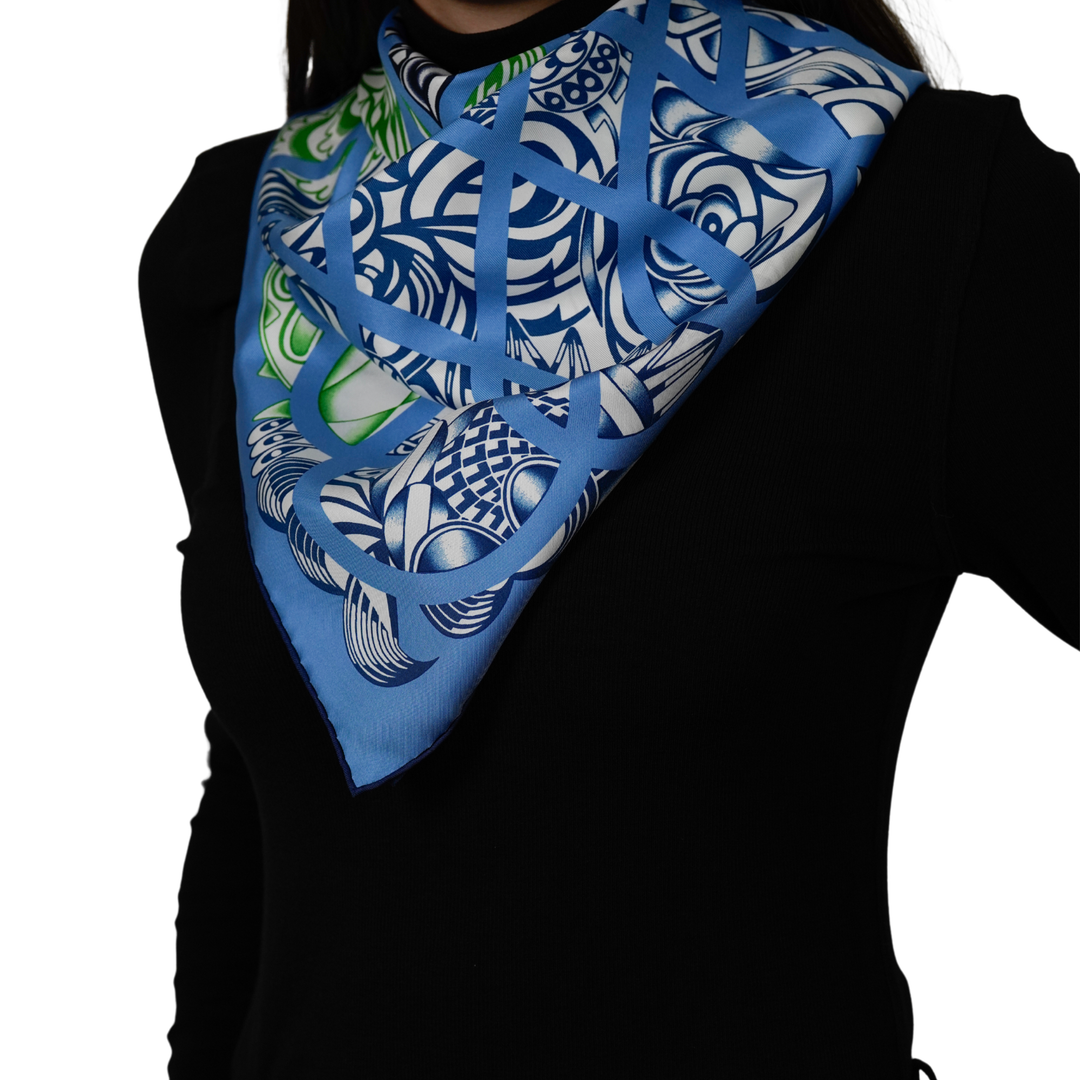 HERMES BLUE SILK SCARF MM
