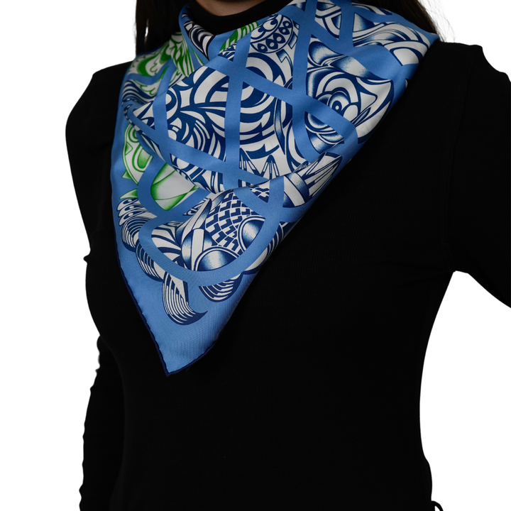 HERMES BLUE SILK SCARF MM