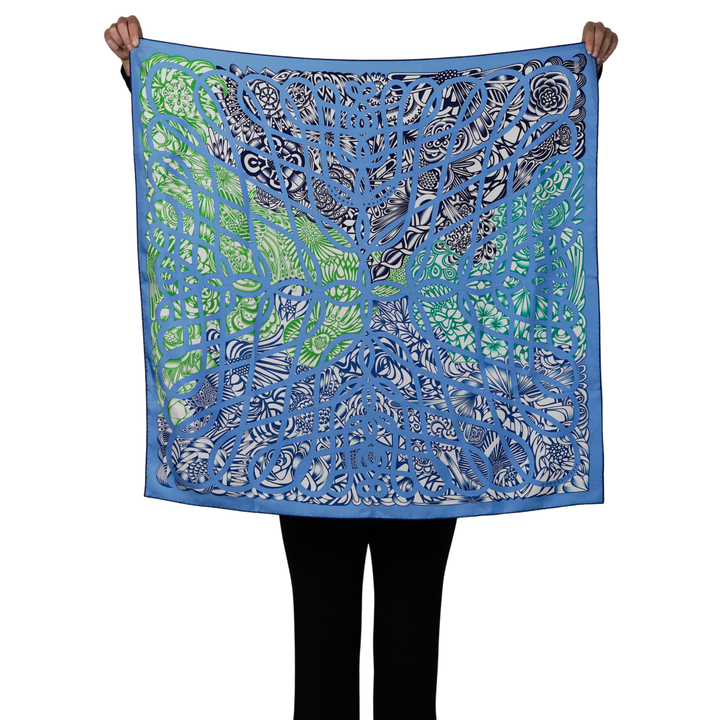 HERMES BLUE SILK SCARF MM