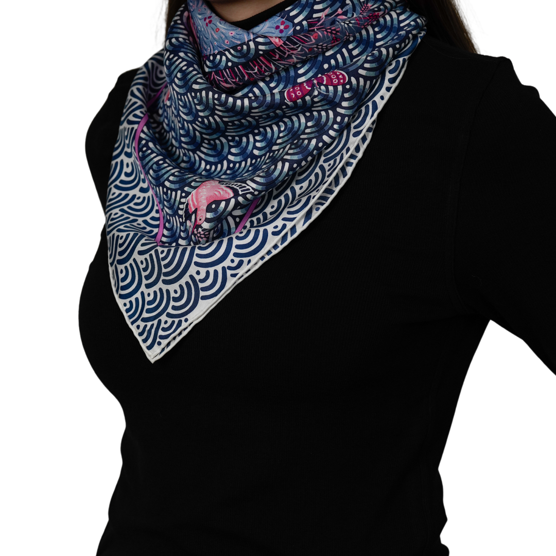 HERMES BLUE SILK SCARF MM