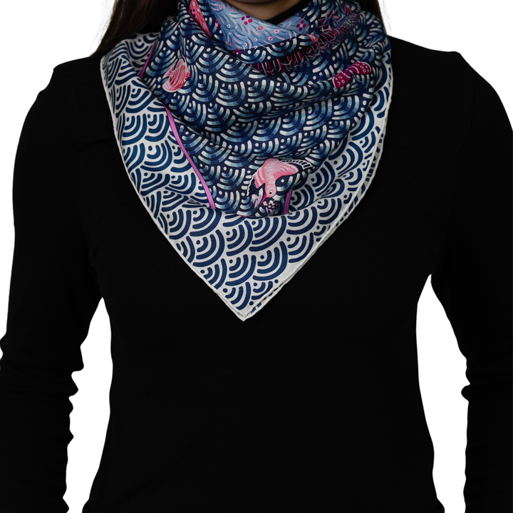 HERMES BLUE SILK SCARF MM