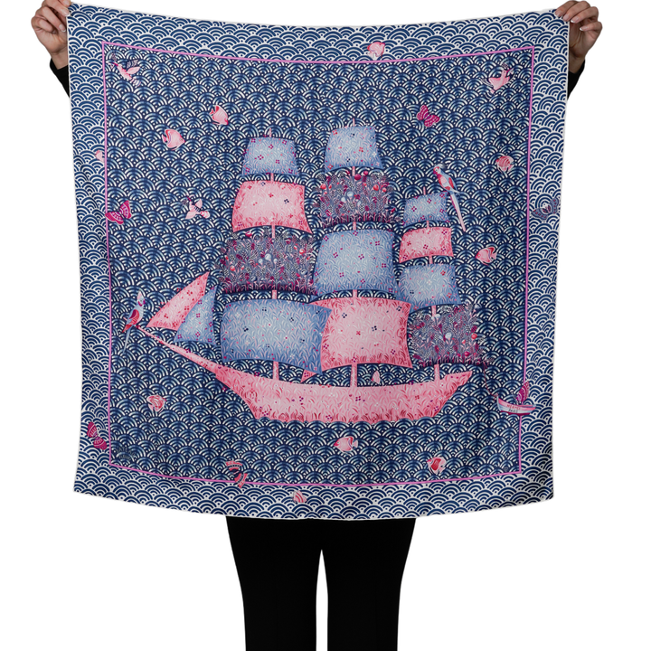 HERMES BLUE SILK SCARF MM