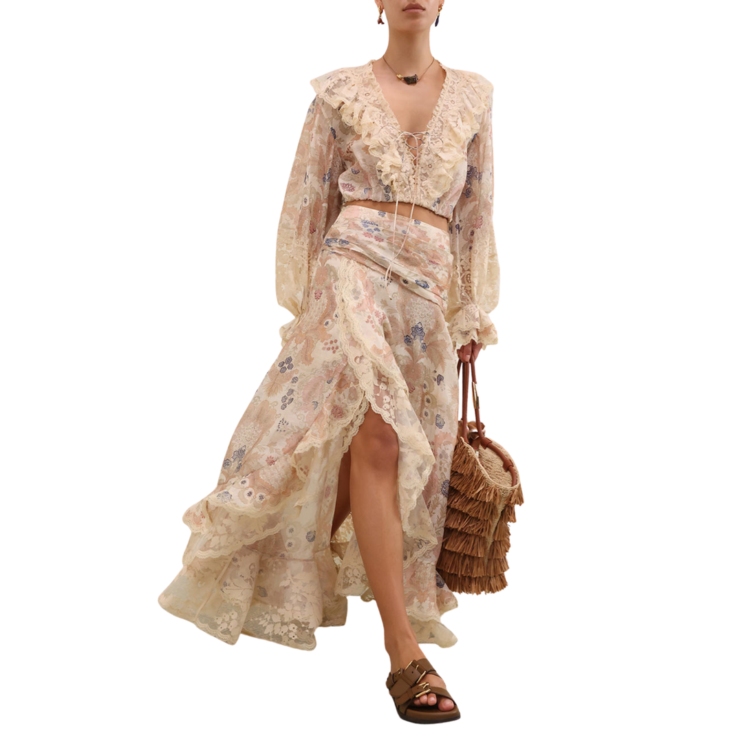 ZIMMERMANN Rebellion Lace Maxi Skirt | Cream Floral | Size 0 ZIMMERMANN Rebellion Lace Maxi Skirt | Cream Floral | Size 0