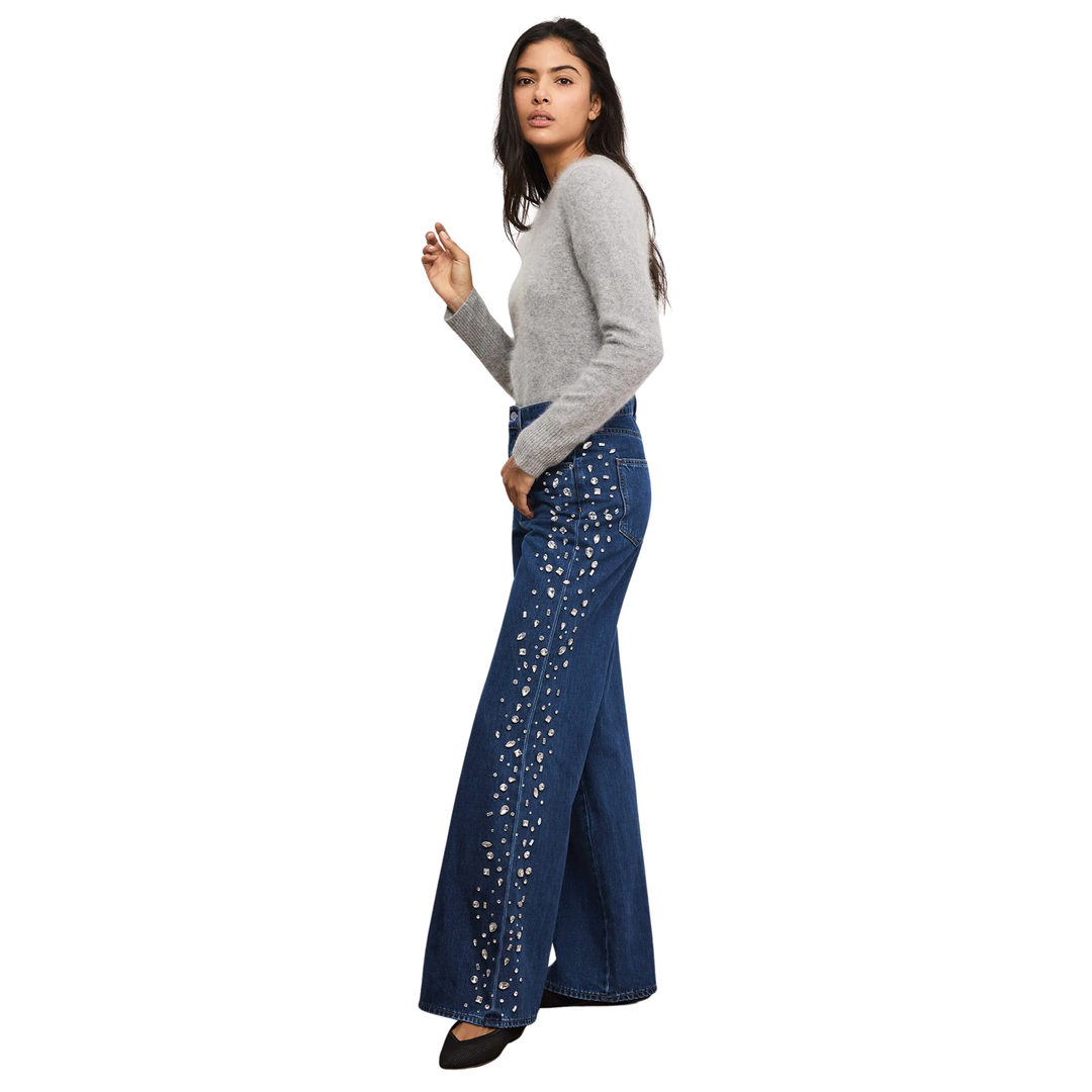 Kasey Mid Rise Wide Leg W/ Gem