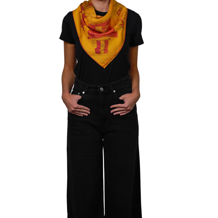HERMES YELLOW SILK SCARF MM