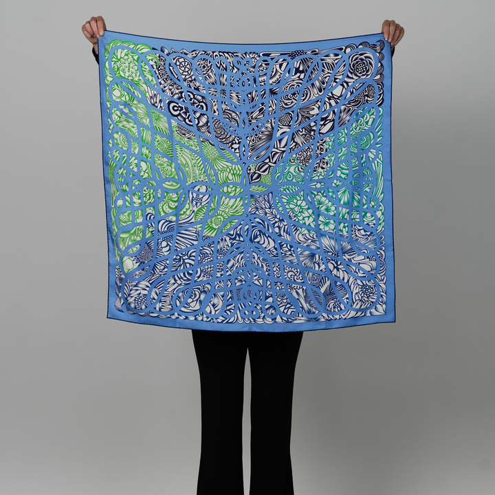 HERMES BLUE SILK SCARF MM