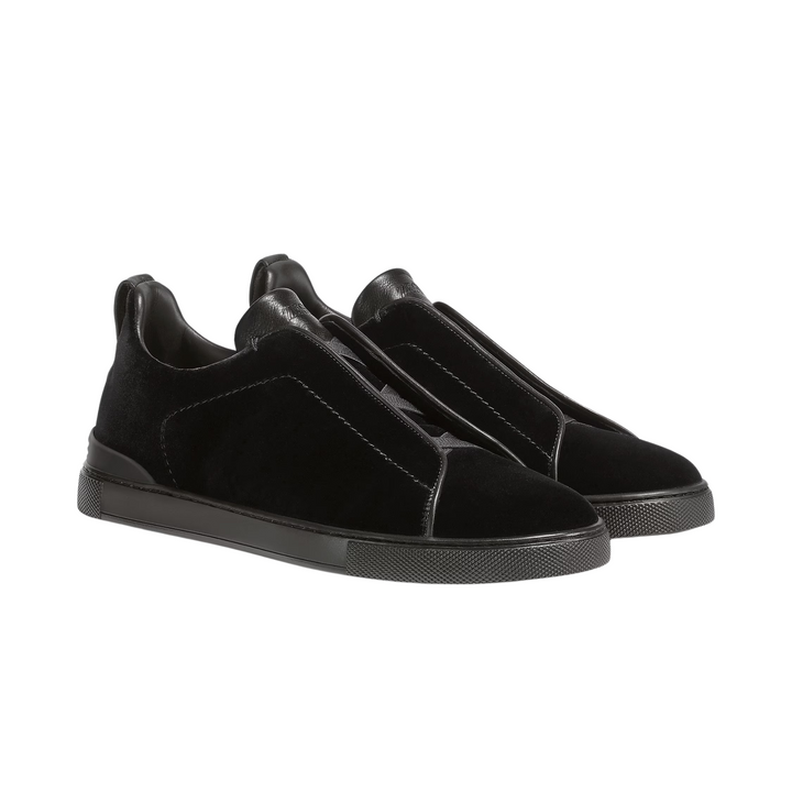 Triple Stitch Low Top Sneaker - Black Velvet