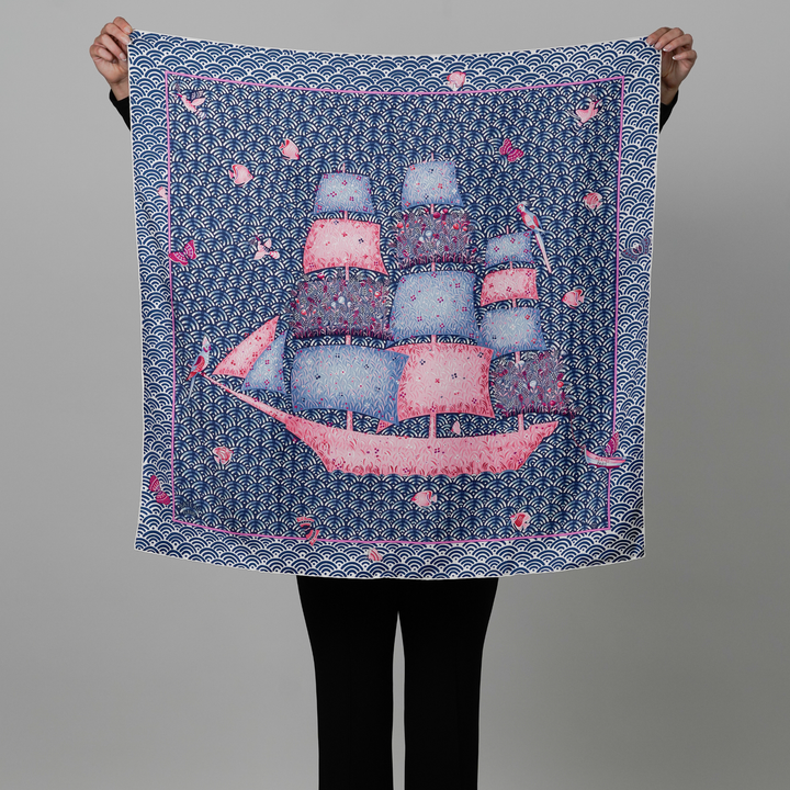 HERMES BLUE SILK SCARF MM