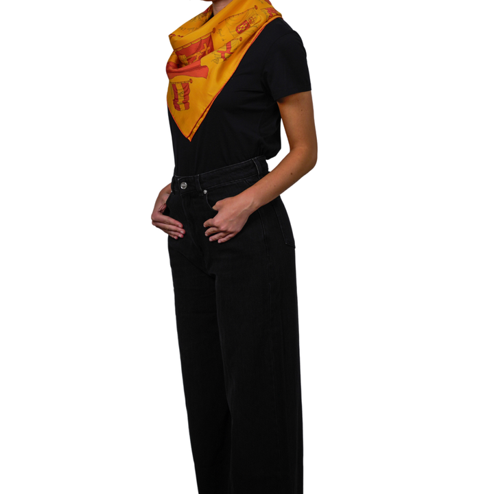 HERMES YELLOW SILK SCARF MM