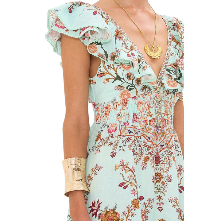 Tiered Dress With Neck Frill