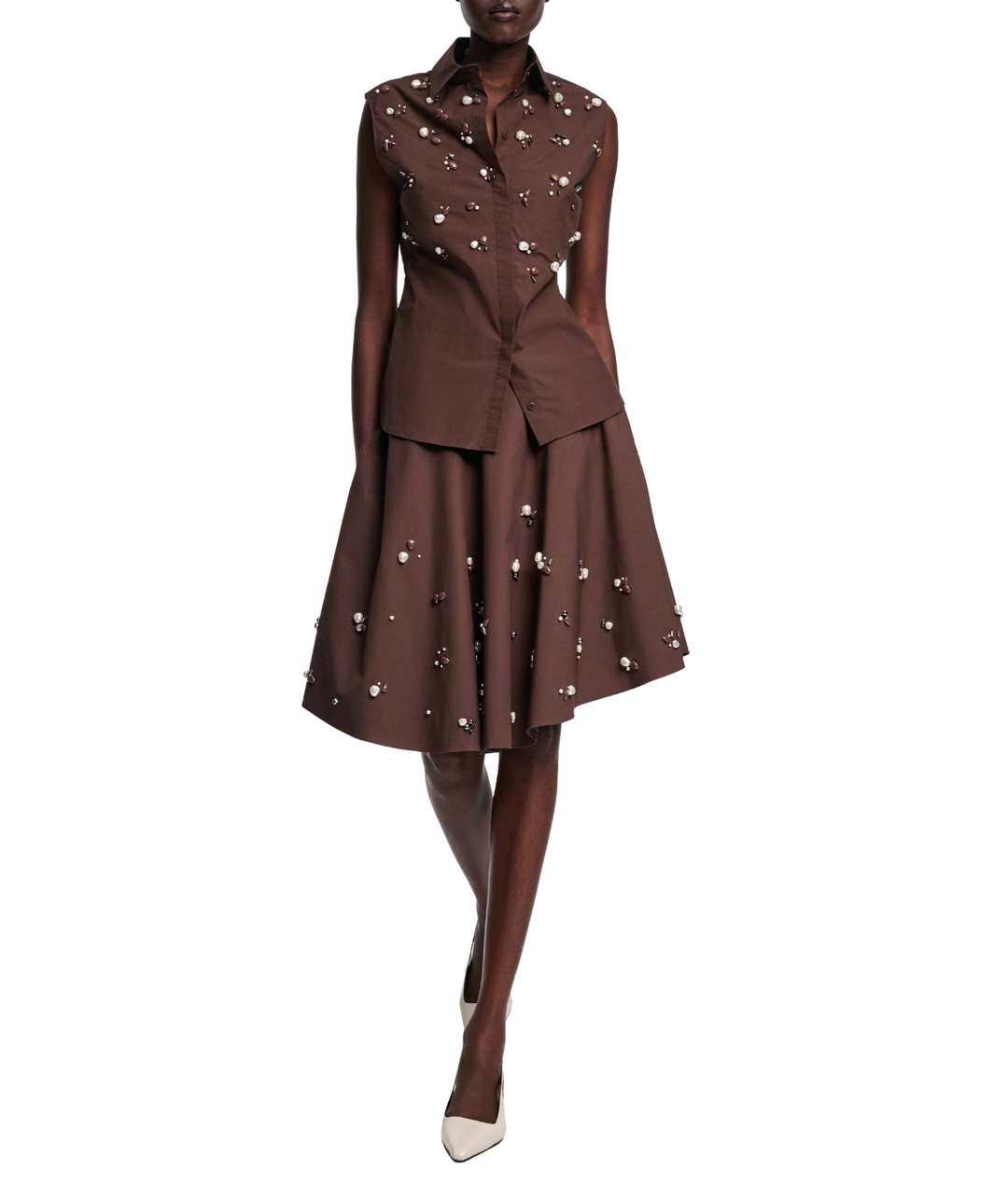 Poplin Power Maxi Skirt in chocolate