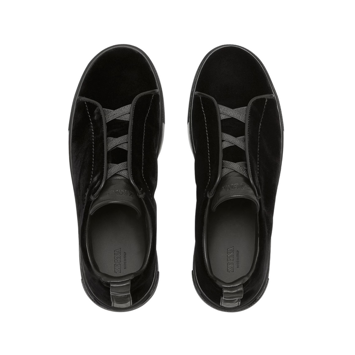 Triple Stitch Low Top Sneaker - Black Velvet