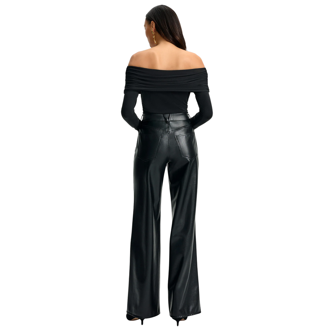 Kasey Mid Wide Leg Vegan Leather Pant