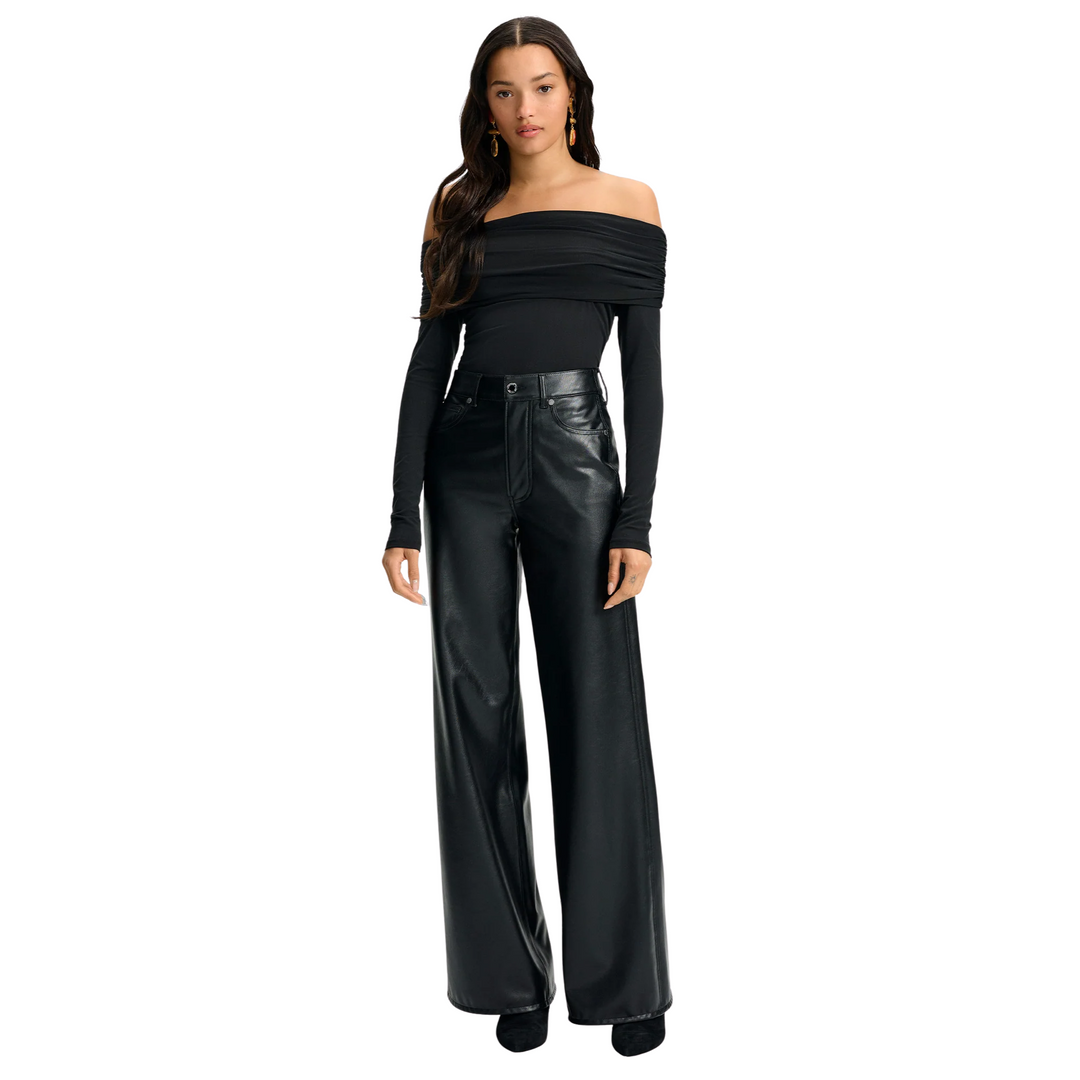 Kasey Mid Wide Leg Vegan Leather Pant