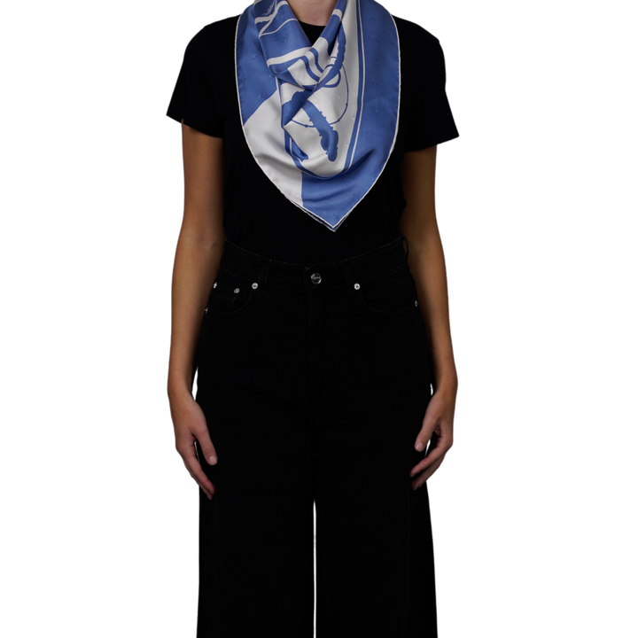 HERMES BLUE SILK SCARF MM