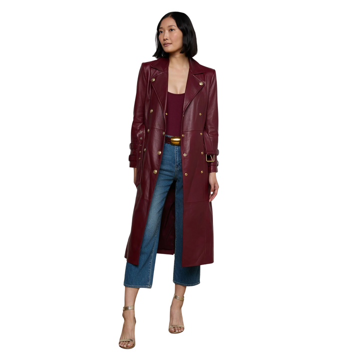 Celina Leather Trench Coat