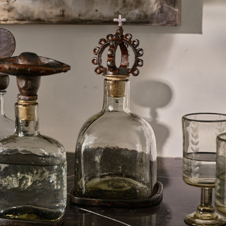El Rey Decanter Clear with Crown Topper