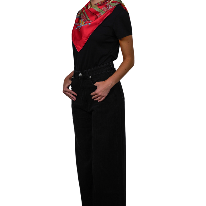 HERMES RED SILK SCARF MM