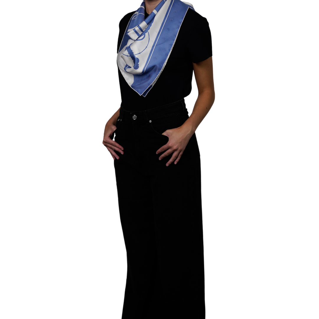 HERMES BLUE SILK SCARF MM