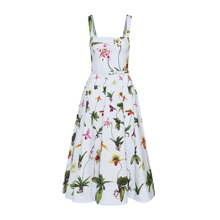 Orchids Cotton Poplin Full Skirt Tank Dress