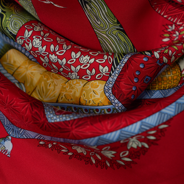 HERMES RED SILK SCARF MM