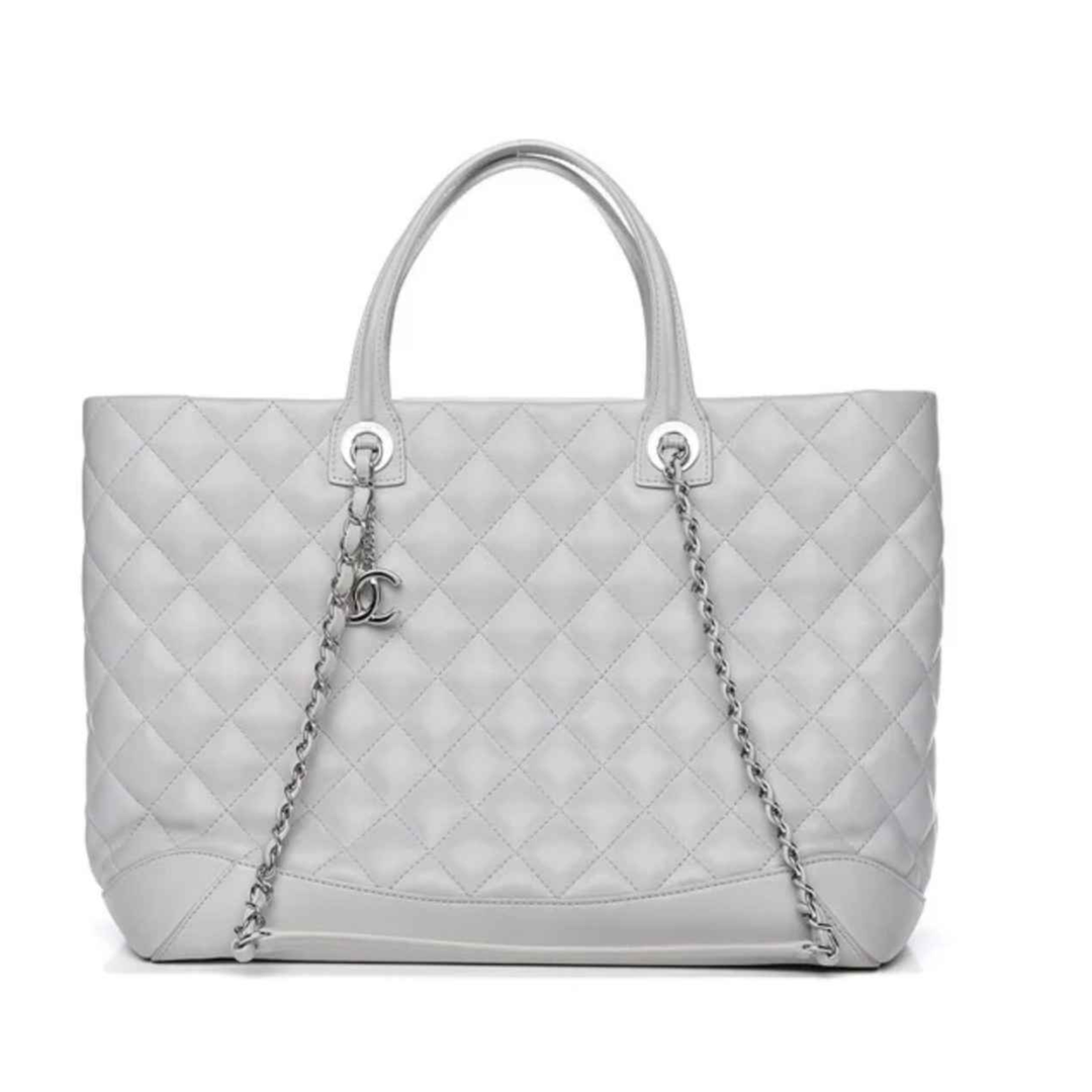 CHANEL GREY CALFSKIN EASY SHOPPING TOTE