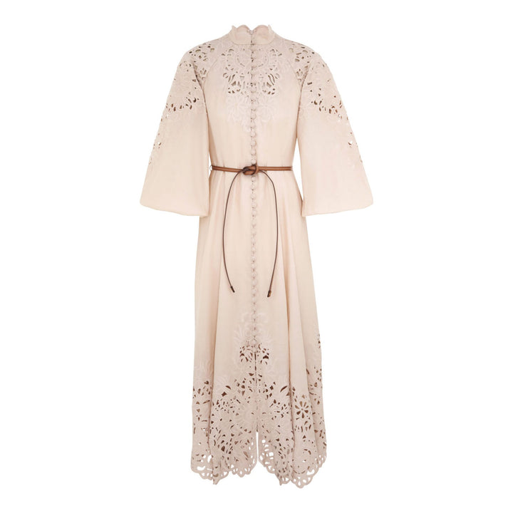 WYLIE EMBROIDERED BILLOW DRESS - Cream - 1