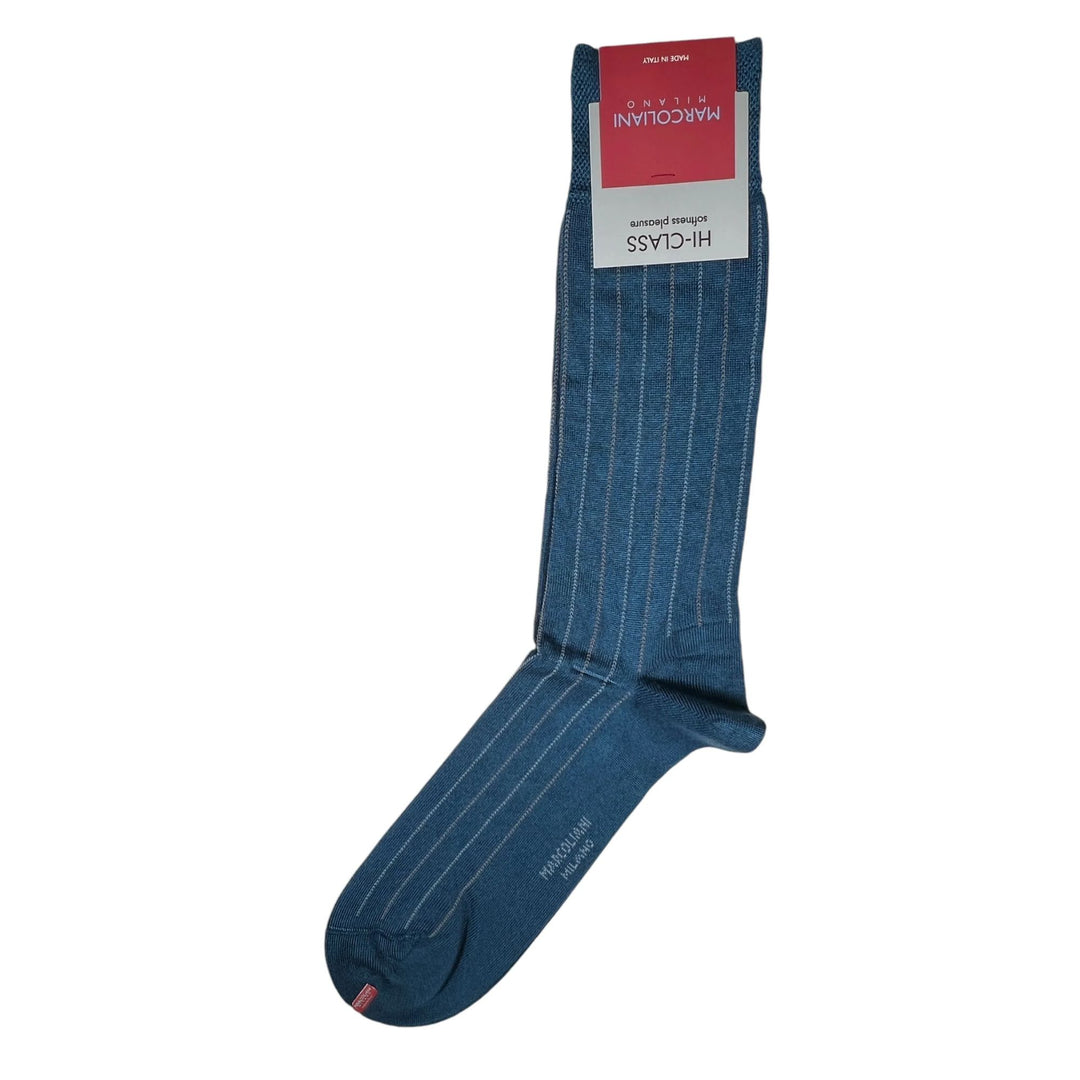 Mousse of Modal Pinstripe Dress Socks - Cadet Blue