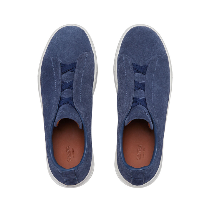 Triple Stitch Low Top Sneaker - Blue Suede