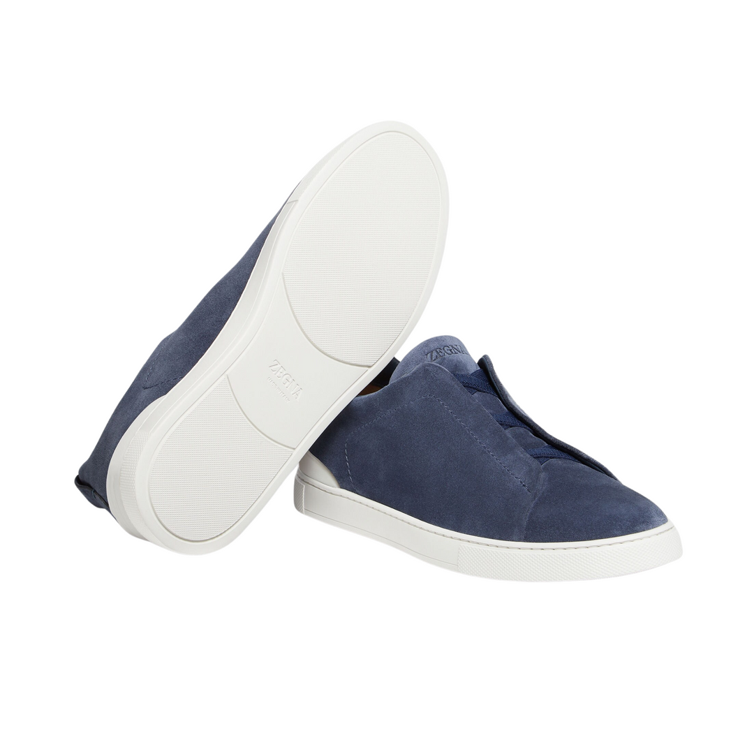 Triple Stitch Low Top Sneaker - Blue Suede