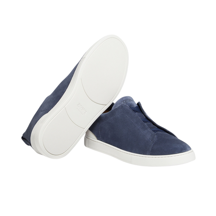 Triple Stitch Low Top Sneaker - Blue Suede