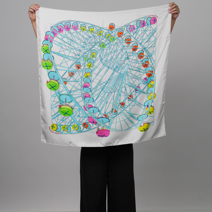 HERMES WHITE SILK SCARF MM