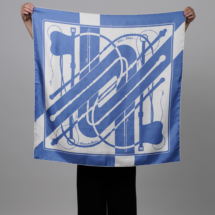 HERMES BLUE SILK SCARF MM