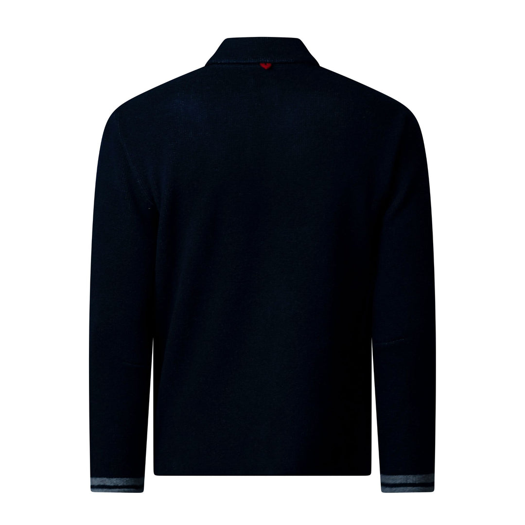 Bowling Diamond Zip Up Sweater - Navy - e50R