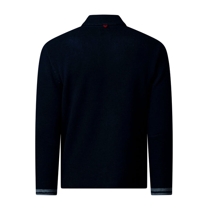 Bowling Diamond Zip Up Sweater - Navy - e50R