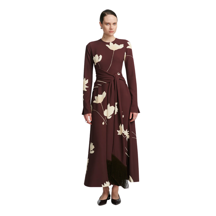 Long Sleeve Tie Waist Dress
