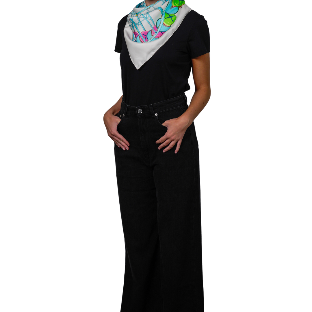 HERMES WHITE SILK SCARF MM