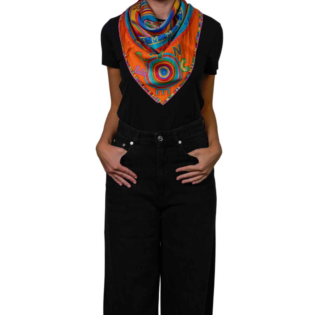 HERMES ORANGE SILK SCARF MM