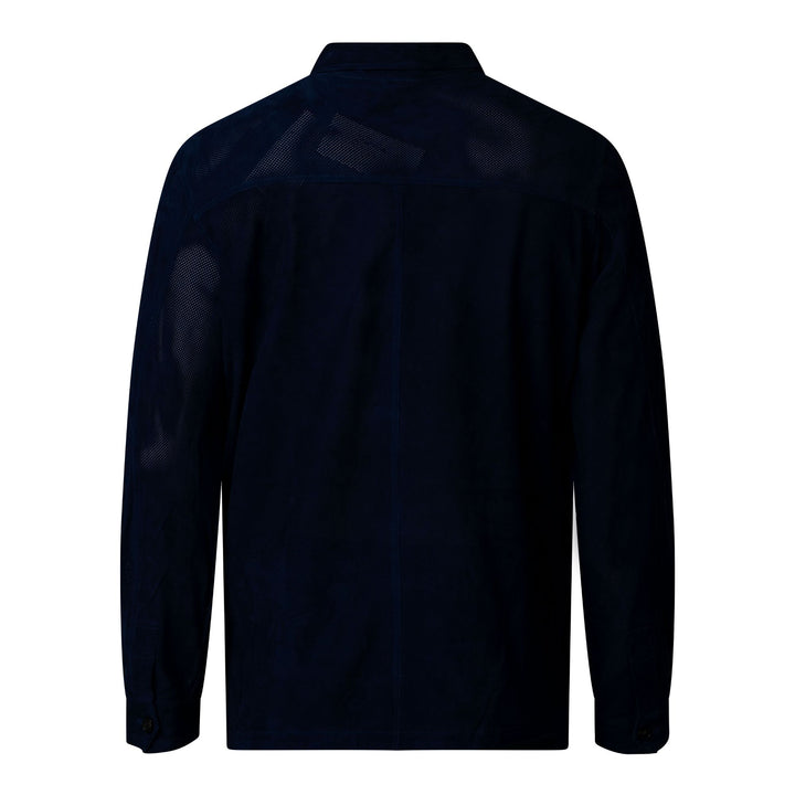 Perforated Suede Overshirt - Cobalt