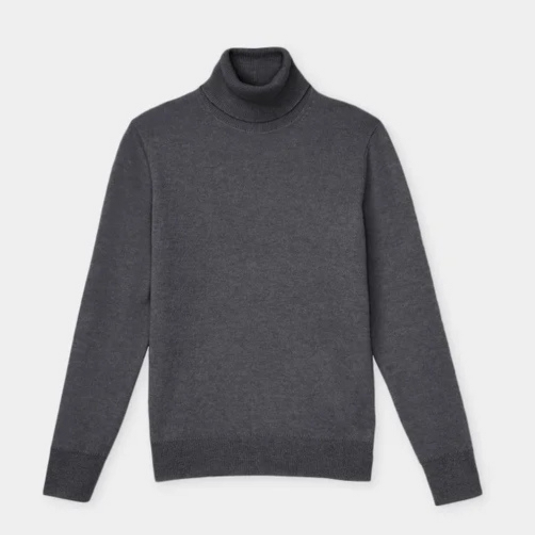 Cashmere Turtleneck Sweater in GRAPHITE MELANGE