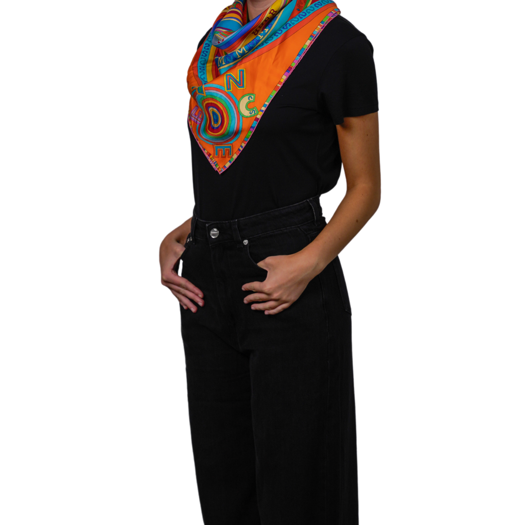 HERMES ORANGE SILK SCARF MM