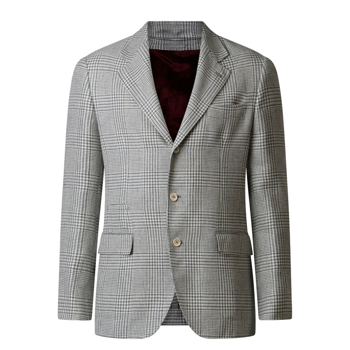 Greige Plaid Sport Coat - Perla - e54R