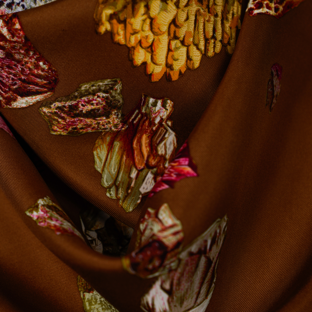 HERMES BROWN SILK SCARF MM