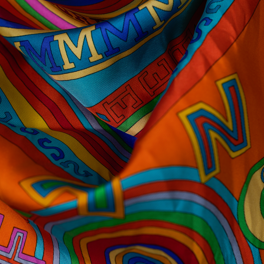 HERMES ORANGE SILK SCARF MM
