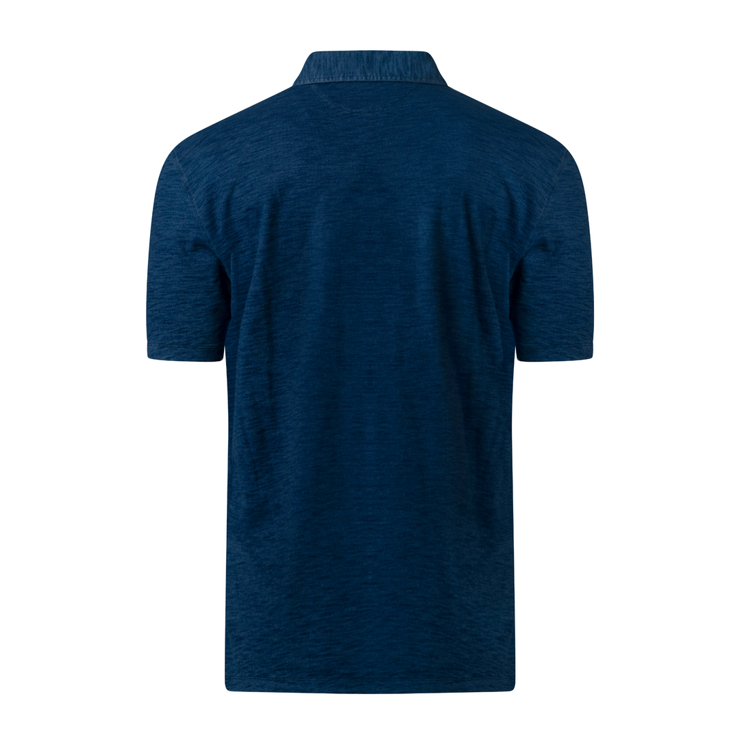 Denim Cotton Short Sleeve Polo - Denim - XL