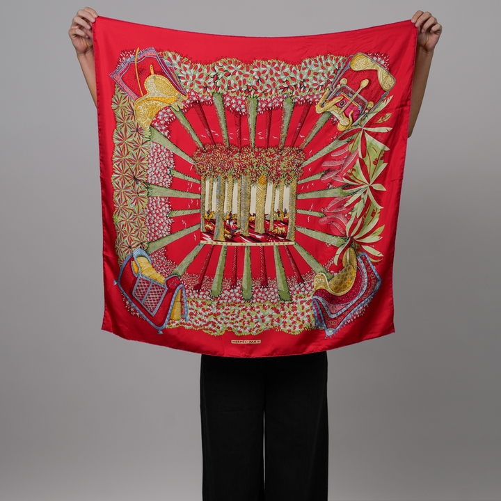 HERMES RED SILK SCARF MM