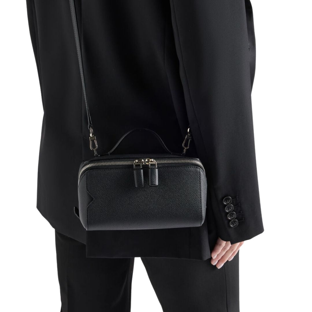 V-Line Small Beauty Case with Strap in Black
