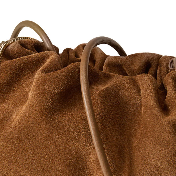 Small Suede Veronica Beard Stash Bag-Acorn